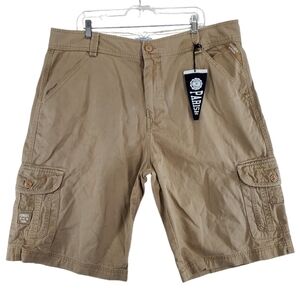 Parish Nation 13” Cargo Jort Shorts Mens 38 (41) Khaki Tan Cotton Relaxed NWT